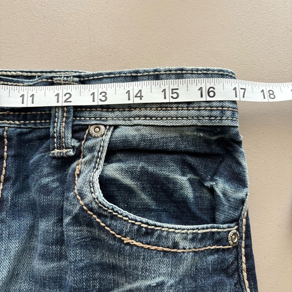 BKE Tyler Men's straight denim Jeans thick stitch 34 Long western whiskers - Picture 8 of 10